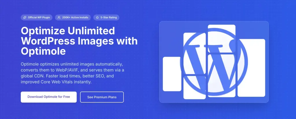 Optimole Dashboard für automatische Bildoptimierung