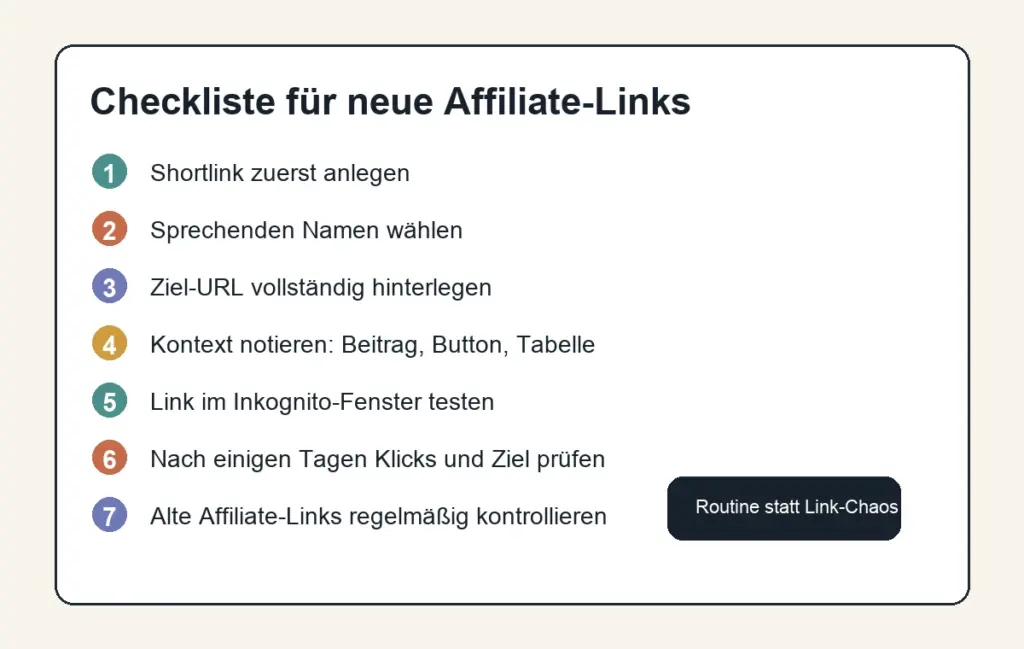 Checkliste für die Verwaltung von Affiliate-Links in WordPress